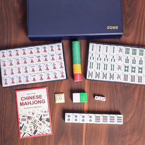 مجموعة ماجونغ الصينية، مجموعة ألعاب ماه جونغ، كاملة ماه جونغ التقليدية مع 146 قطعة مرقمة كبيرة (1.5 بوصة، أزرق)، حقيبة حمل زرقاء (ماجيانغ، 麻将، ما جونغ) in Kuwait