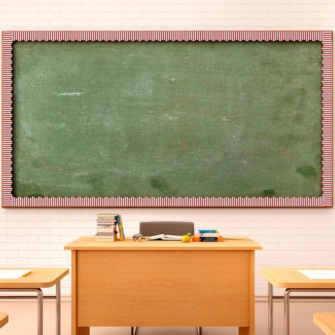65 قدمًا صدفي لوحة الإعلانات الحدود ذاتية اللصق للفصل الدراسي حدود مخططة حدود خط متموج للنشرة لوحة الفلين مكتب الفصول الدراسية لوازم حفلات عيد الميلاد ديكور (خطوط حمراء وبيضاء) in Saudi Arabia