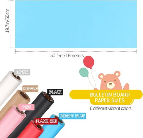 Colarr 6 Pack Bulletin Board Paper Roll Large Colored Craft Paper Fade Resistant Paper Bulk 18 Inches x 50 Feet Construction Paper Roll for Drawing Painting Classroom Decor(Lively Color) in Kuwait