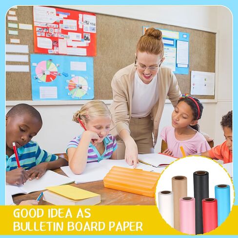 Colarr 6 Pack Bulletin Board Paper Roll Large Colored Craft Paper Fade Resistant Paper Bulk 18 Inches x 50 Feet Construction Paper Roll for Drawing Painting Classroom Decor(Lively Color) in Kuwait