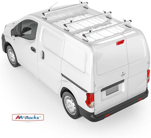 قضبان متقاطعة من الألومنيوم طراز AA-Racks طراز AX312 مناسبة لـ 2013-On NV200/ 2014-On Transit Connect/ 2013-2017 City Express، 3 Bar 50 بوصة - أبيض in Kuwait