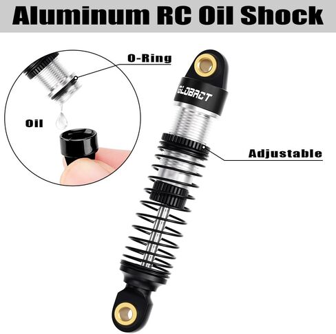 GLOBACT 59MM Aluminum RC Oil Shock Adjustable Front & Rear Shocks for TRX4M 1/18 RC Crawler Upgrade Accessories (Black) in Saudi Arabia