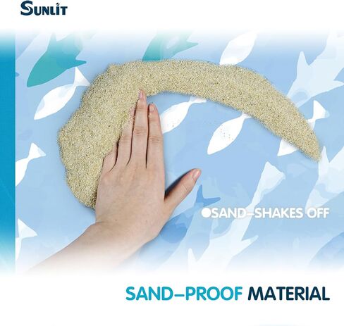 بطانية شاطئ ناعمة مضاءة بنور الشمس مقاس 106 بوصة × 81 بوصة مقاومة للرمل، حصيرة شاطئ خالية من الرمال مع جيب زاوية وحقيبة شبكية لحفلات الشاطئ والسفر والتخييم ومهرجان الموسيقى في الهواء الطلق، صدف أزرق in Kuwait