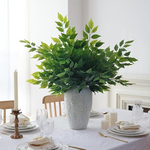 12pcs Artificial Greenery Stems Silk Green Leaves Fake 23in Ficus Garland Spray Plants Faux Greenery Decoration for Centerpieces Wedding Arch Flower Bouquet Table Home Decor (12) in Saudi Arabia