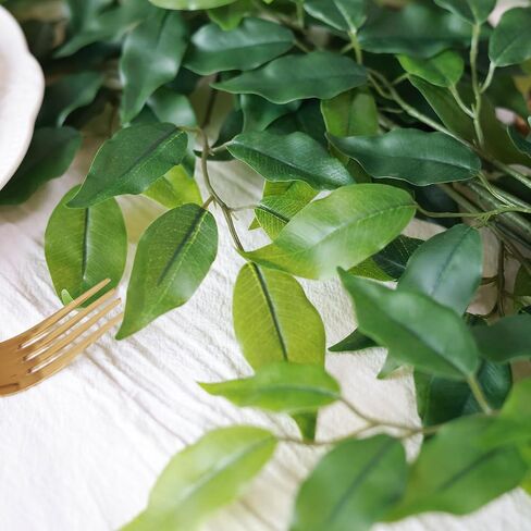 12pcs Artificial Greenery Stems Silk Green Leaves Fake 23in Ficus Garland Spray Plants Faux Greenery Decoration for Centerpieces Wedding Arch Flower Bouquet Table Home Decor (12) in Saudi Arabia
