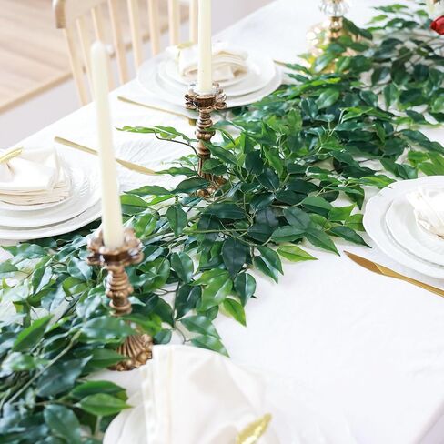 12pcs Artificial Greenery Stems Silk Green Leaves Fake 23in Ficus Garland Spray Plants Faux Greenery Decoration for Centerpieces Wedding Arch Flower Bouquet Table Home Decor (12) in Saudi Arabia
