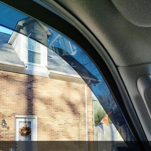 4 قطع من عاكس الرياح للنافذة الأمامية والخلفية الأصلية، مجموعات حماية من المطر للشمس على شكل تركيب خارجي، شريط متين على أقنعة النافذة مناسب لطراز Tesla Y 2020-2023 Model Y in Kuwait