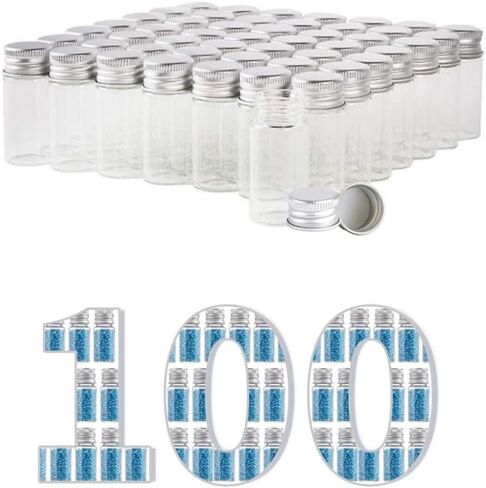 5Ml Small Glass Sample Vials with Aluminum Cap Screw Top Lids, Clear Liquid Glass Bottle,22x30mm,Pack of 100 in Kuwait