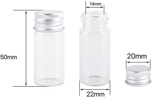 5Ml Small Glass Sample Vials with Aluminum Cap Screw Top Lids, Clear Liquid Glass Bottle,22x30mm,Pack of 100 in Kuwait