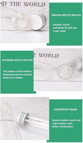 5Ml Small Glass Sample Vials with Aluminum Cap Screw Top Lids, Clear Liquid Glass Bottle,22x30mm,Pack of 100 in Kuwait