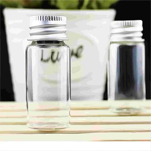 5Ml Small Glass Sample Vials with Aluminum Cap Screw Top Lids, Clear Liquid Glass Bottle,22x30mm,Pack of 100 in Kuwait