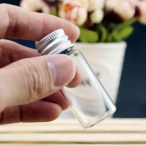 5Ml Small Glass Sample Vials with Aluminum Cap Screw Top Lids, Clear Liquid Glass Bottle,22x30mm,Pack of 100 in Kuwait