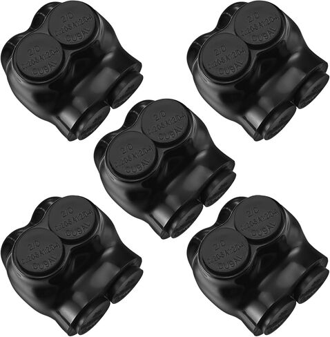 5 Pcs Insulated Multi Cable Connectors 2 Port Single Entry Splice Electrical Power Connector Black Interconnect Terminals Pre Filled Wire Connectors (4-14 AWG Wire Range) in Saudi Arabia