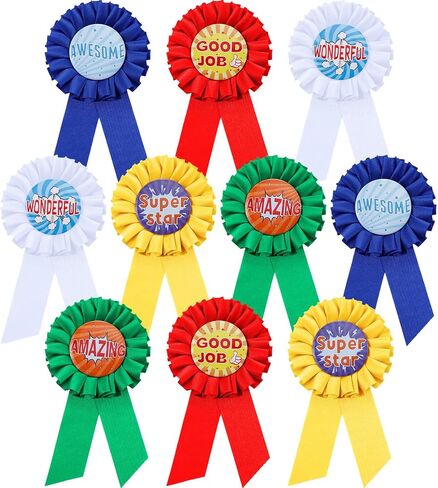 Inspirational Award Ribbon Rosette Ribbon Motivational Prize Ribbon Satin Victory Honorable Recognition Ribbons Badge for Kids Student Winner Competition Classroom School 5 Designs (20 Pcs) in Saudi Arabia