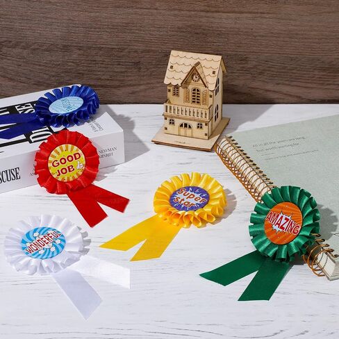 Inspirational Award Ribbon Rosette Ribbon Motivational Prize Ribbon Satin Victory Honorable Recognition Ribbons Badge for Kids Student Winner Competition Classroom School 5 Designs (20 Pcs) in Saudi Arabia