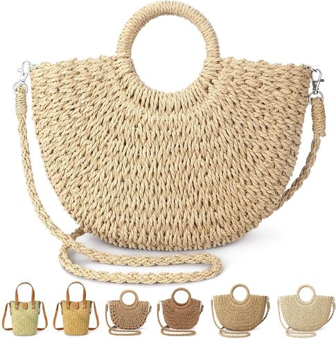 Straw Bags for Women Straw Clutch Purses Beach Crossbody Tote Bags Handbag in Saudi Arabia
