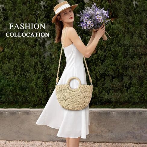 Straw Bags for Women Straw Clutch Purses Beach Crossbody Tote Bags Handbag in Saudi Arabia