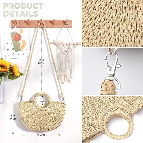 Straw Bags for Women Straw Clutch Purses Beach Crossbody Tote Bags Handbag in Saudi Arabia