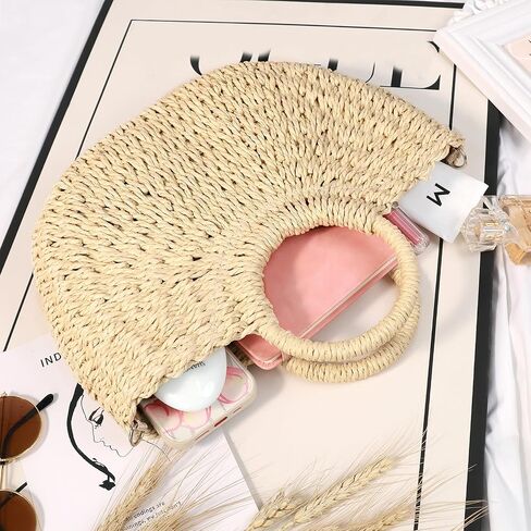 Straw Bags for Women Straw Clutch Purses Beach Crossbody Tote Bags Handbag in Saudi Arabia