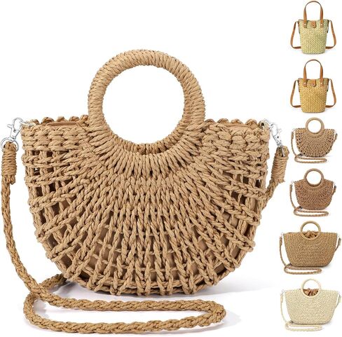Straw Bags for Women Straw Clutch Purses Beach Crossbody Tote Bags Handbag in Saudi Arabia