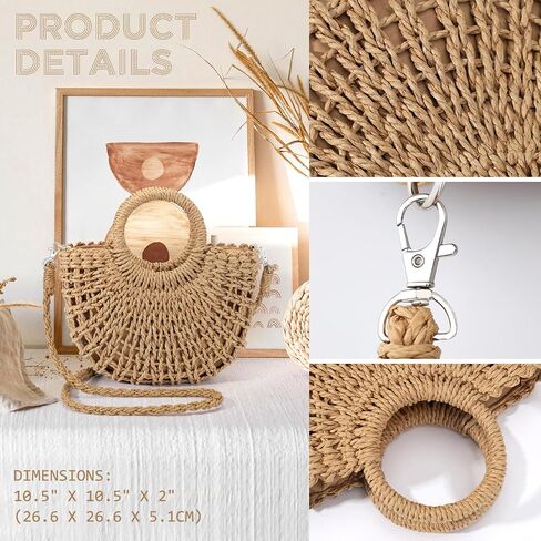 Straw Bags for Women Straw Clutch Purses Beach Crossbody Tote Bags Handbag in Saudi Arabia