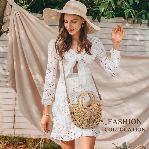 Straw Bags for Women Straw Clutch Purses Beach Crossbody Tote Bags Handbag in Saudi Arabia