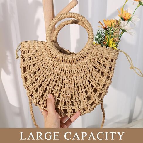 Straw Bags for Women Straw Clutch Purses Beach Crossbody Tote Bags Handbag in Saudi Arabia