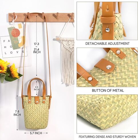 Straw Bags for Women Straw Clutch Purses Beach Crossbody Tote Bags Handbag in Saudi Arabia
