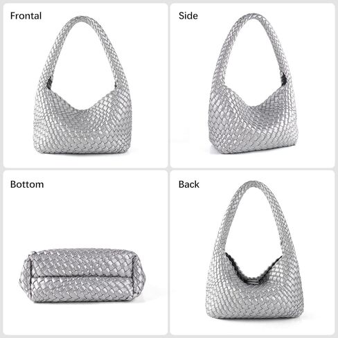Woven Handbag for Woman Vegan Leather Shoulder bag and Purse Small Fashion Shopper Totes Ladies Underarm Bags in Kuwait