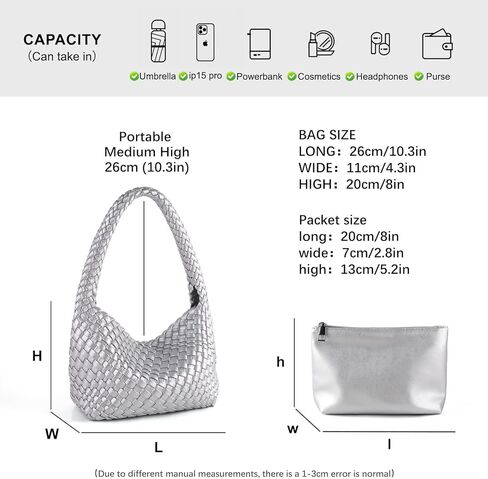 Woven Handbag for Woman Vegan Leather Shoulder bag and Purse Small Fashion Shopper Totes Ladies Underarm Bags in Kuwait