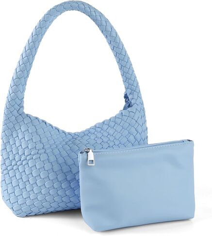 Woven Handbag for Woman Vegan Leather Shoulder bag and Purse Small Fashion Shopper Totes Ladies Underarm Bags in Saudi Arabia
