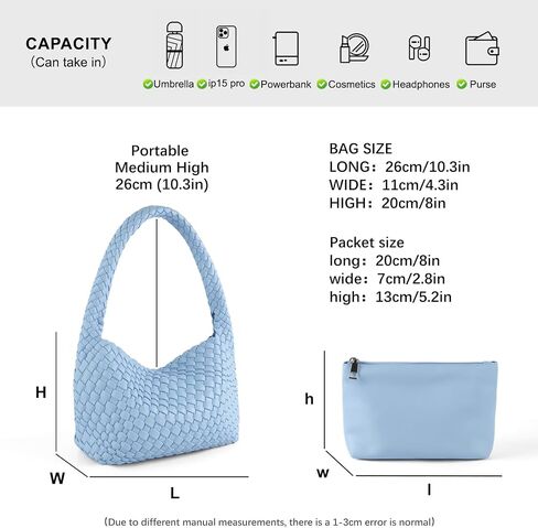 Woven Handbag for Woman Vegan Leather Shoulder bag and Purse Small Fashion Shopper Totes Ladies Underarm Bags in Saudi Arabia