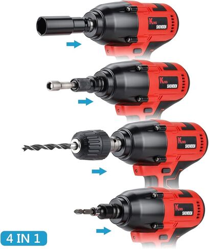 طقم مفتاح ربط لا سلكي 18 فولت، مفك كهربائي بدون فرشاة مقاس 1/2 بوصة 3200 دورة في الدقيقة وعزم دوران أقصى 1500 نيوتن متر، قطعتان من البطاريات، شاحن سريع، 6 مقابس in Kuwait