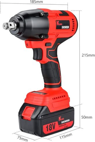طقم مفتاح ربط لا سلكي 18 فولت، مفك كهربائي بدون فرشاة مقاس 1/2 بوصة 3200 دورة في الدقيقة وعزم دوران أقصى 1500 نيوتن متر، قطعتان من البطاريات، شاحن سريع، 6 مقابس in Kuwait