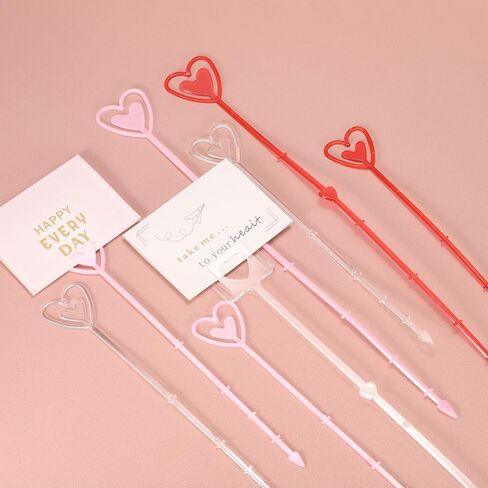 PATIKIL Floral Pick Card Holder, 160 Pcs 9" Plastic Straight Head Heart Stick Flower Pick Card Holder for Floral Arrangement Wedding Valentine's Day, Clear in Saudi Arabia