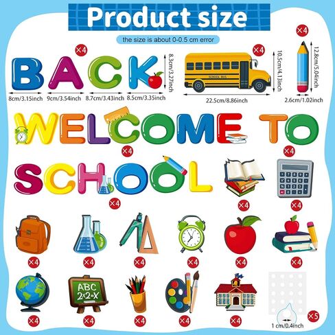 68 Pcs Back to School Classroom Bulletin Border Decoration School Bus Cutout Book School Bag Pencil Clock House Palette Cutout for First Day of School Classroom Chalkboard Wall Decor in Saudi Arabia