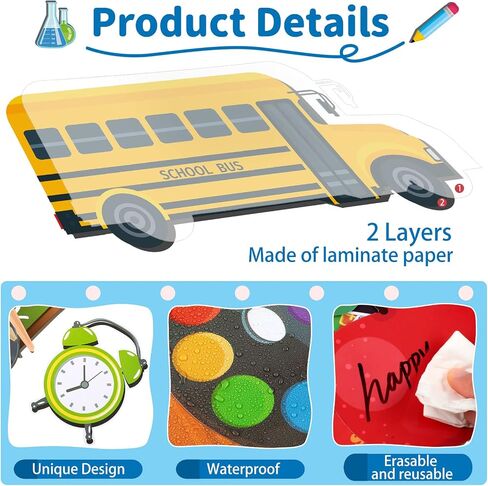 68 Pcs Back to School Classroom Bulletin Border Decoration School Bus Cutout Book School Bag Pencil Clock House Palette Cutout for First Day of School Classroom Chalkboard Wall Decor in Saudi Arabia