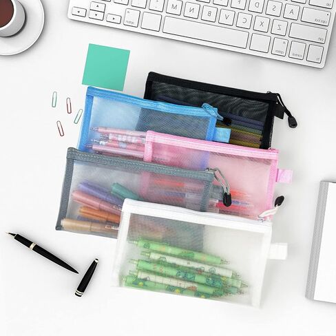 4 Pack Pencil Case Pen Pouch Case Clear Case Marker Pouch, Multifonction Organizer Bag Transparent Travel Cosmetic Bag, Multi-Purpose Office College School Gift for adults Teen in Saudi Arabia