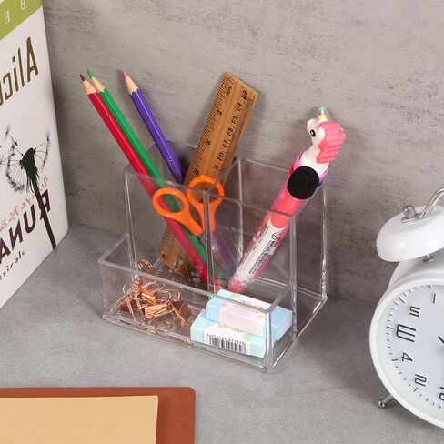 Acrylic Pen Holder, 4Pack Clear Pencil Holder Organizer Makeup Brushes Holder for Office Countertop Desk Accessory Storage,Acrylic organiser pencil cups for desk(4Pack) in Saudi Arabia
