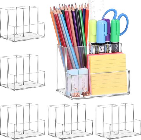 Acrylic Pen Holder, 4Pack Clear Pencil Holder Organizer Makeup Brushes Holder for Office Countertop Desk Accessory Storage,Acrylic organiser pencil cups for desk(4Pack) in Saudi Arabia