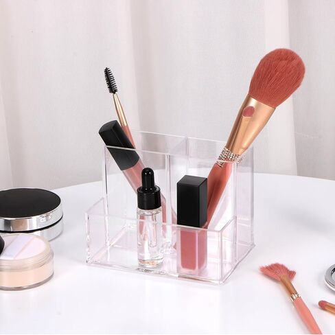 Acrylic Pen Holder, 4Pack Clear Pencil Holder Organizer Makeup Brushes Holder for Office Countertop Desk Accessory Storage,Acrylic organiser pencil cups for desk(4Pack) in Saudi Arabia