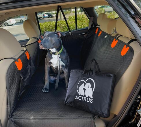 Back Seat Extender for Dogs, Hard Bottom Dog Car Seat Cover, Car Seat Waterproof Bed, Dog Hammock for Car, Pet Backseat Protector with Mesh Window and Storage Pocket for Car, SUV in Saudi Arabia