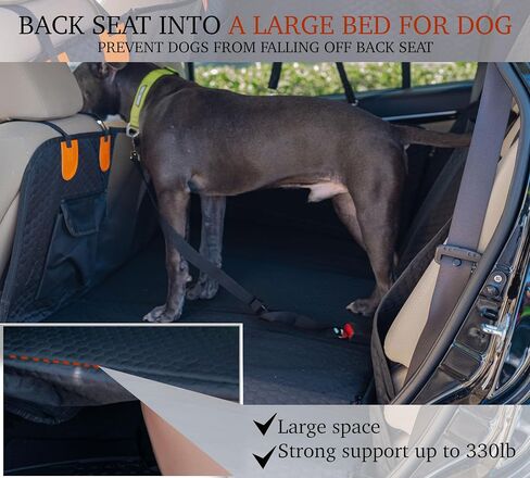 Back Seat Extender for Dogs, Hard Bottom Dog Car Seat Cover, Car Seat Waterproof Bed, Dog Hammock for Car, Pet Backseat Protector with Mesh Window and Storage Pocket for Car, SUV in Saudi Arabia