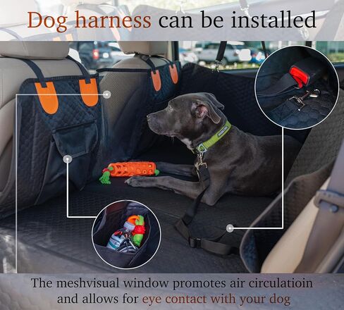Back Seat Extender for Dogs, Hard Bottom Dog Car Seat Cover, Car Seat Waterproof Bed, Dog Hammock for Car, Pet Backseat Protector with Mesh Window and Storage Pocket for Car, SUV in Saudi Arabia