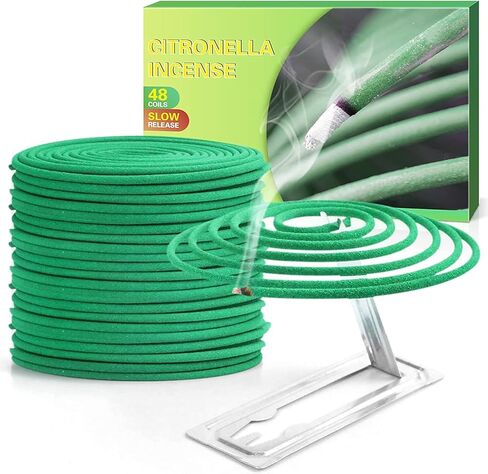 ملفات البخور الحلزونية السترونيلا - لفائف معطرة بعشب الليمون، ملفات السترونيلا في الهواء الطلق، زيت السترونيلا العطري، البخور 48 قطعة للخارج، في الداخل، المنزل، الفناء الخلفي، المخيم، النزهة، الفناء in Kuwait