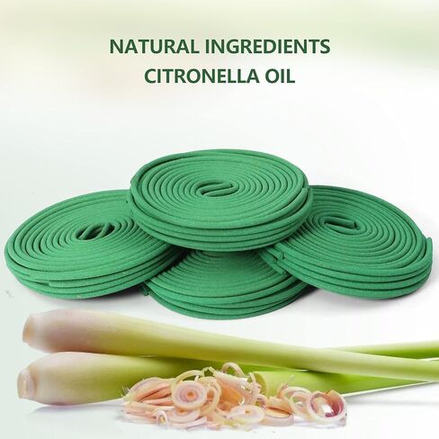 ملفات البخور الحلزونية السترونيلا - لفائف معطرة بعشب الليمون، ملفات السترونيلا في الهواء الطلق، زيت السترونيلا العطري، البخور 48 قطعة للخارج، في الداخل، المنزل، الفناء الخلفي، المخيم، النزهة، الفناء in Kuwait