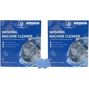 Washing Machine Cleaner Tablets - 24 Tabs (2x12 Pack), 1 Year Supply Deep Cleaning for HE Front Load & Top Load Washers, Septic Safe Eco-Friendly Deodorizer for Drum and Tub Seal in Saudi Arabia