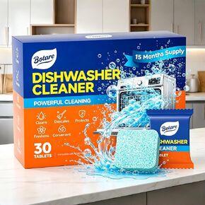 أقراص تنظيف غسالة الأطباق - 30 عبوة منظف ومزيل للروائح الكريهة - تكفي لمدة 15 شهرًا لغسالة الأطباق بالماء العسر، أقراص غير سامة للأطباق، آمنة للصرف الصحي ومزيل للروائح الكريهة، رائحة الليمون in Kuwait