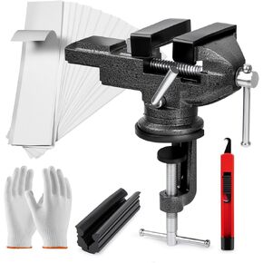 مجموعة أدوات تثبيت قبضة نادي الجولف - مجموعة أدوات إزالة قبضة الجولف تتضمن ملزمة طاولة محمولة دوارة 360 درجة، و13 شريطًا مزدوج الجوانب (2 بوصة × 10 بوصة)، وسكين خطاف لإعادة قبضة مقابض الجولف (بدون مذيب) in Kuwait