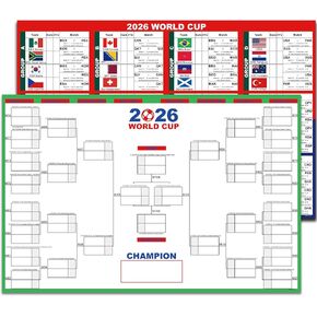 XUHANWEN Large World Cup 2026 Bracket Poster, 24X36 Inch Dry Erase Tournament Wall Chart to Predict & Record Matches Score, World Cup Merchandise for Fans Soccer Party Decorations 2 Pack in Kuwait
